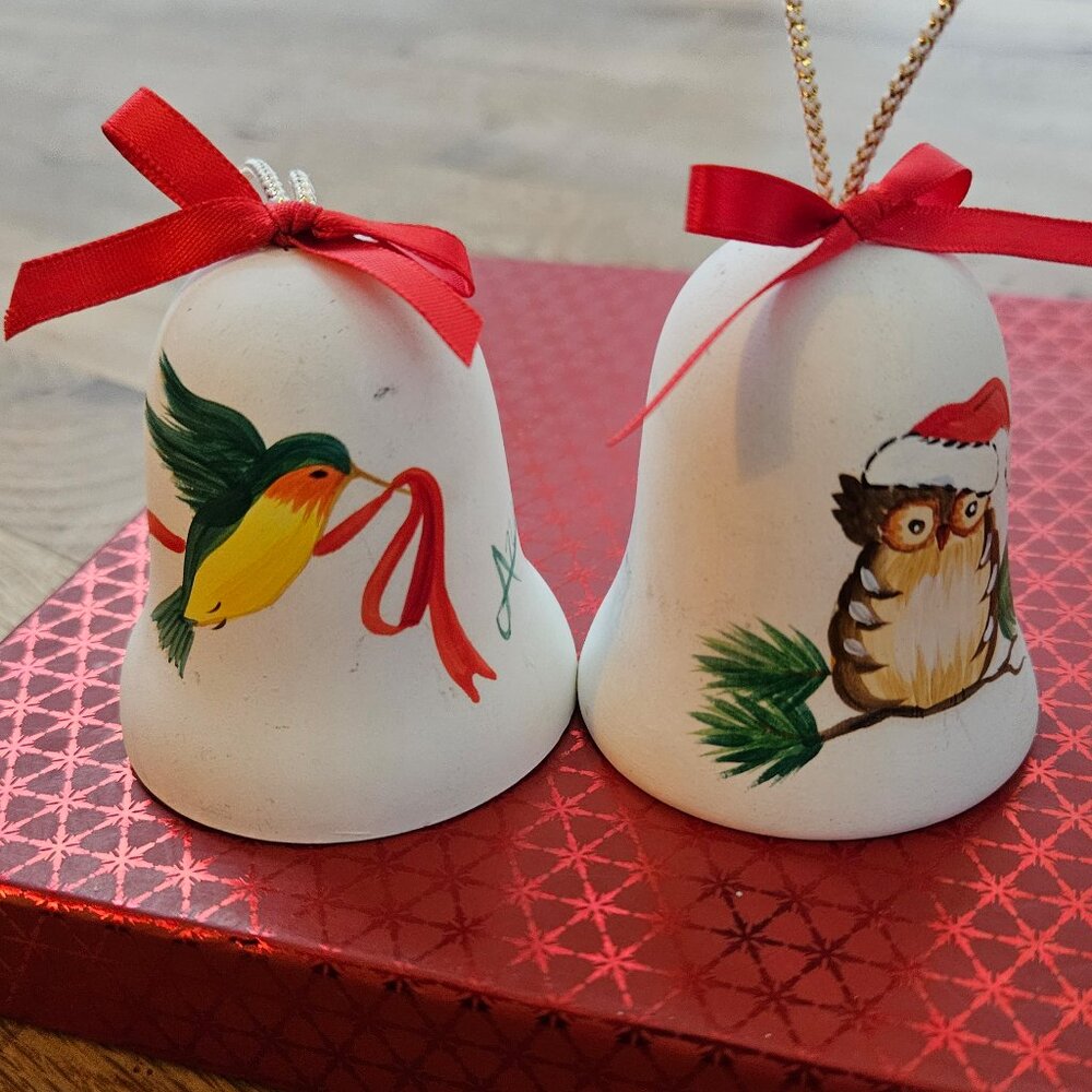 Vintage PAIR 2 Signed Sandstone Creationsโ AZ Christmas Ornaments Bird Southwest